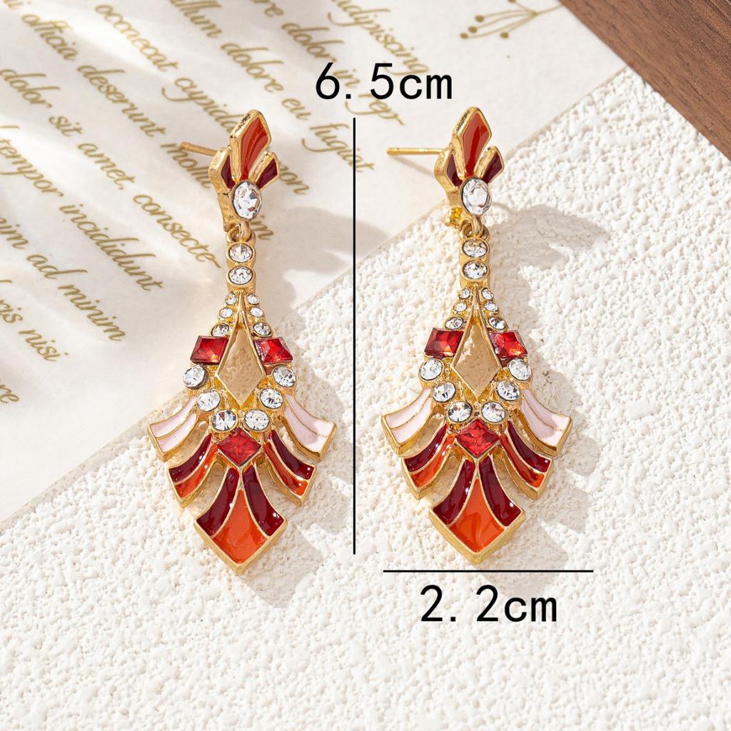New hand-painted color dripping oil hand-inlaid stud earrings light luxury temperament earrings