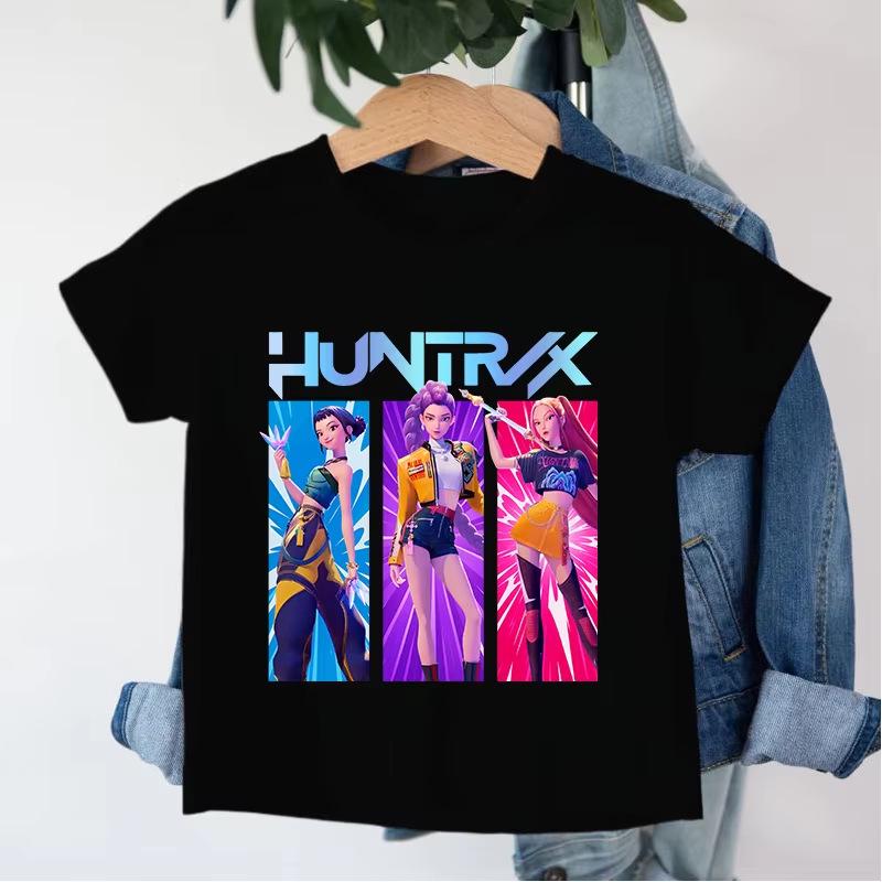 Kpop Dämonenjägerin Girlgroup Baumwoll-T-Shirt - Kinder Rundhals Kurzarm