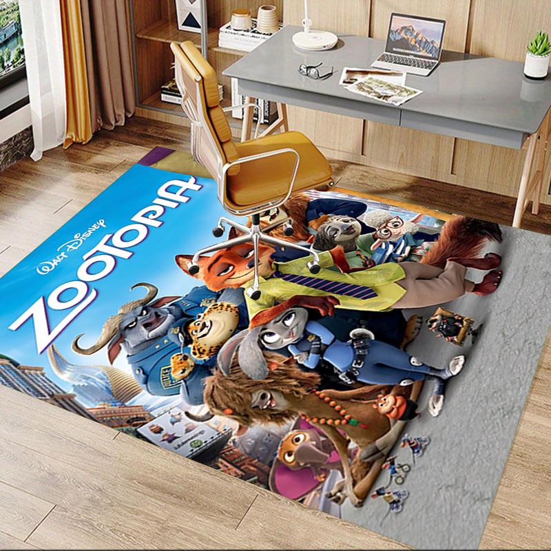 1pc Zootopia Walt Disney Home Office, Durable Polyester Floor Mat with Easy, Office Decor, Urban Style, Nonslip Backing, Highquality Fabric