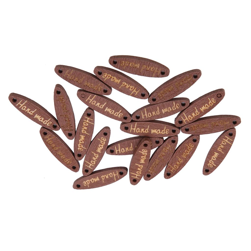 200pcs Oval Wood Buttons Handmade Label 2Holes Wooden Decorative Buttons DIY Scrapbooking Craft