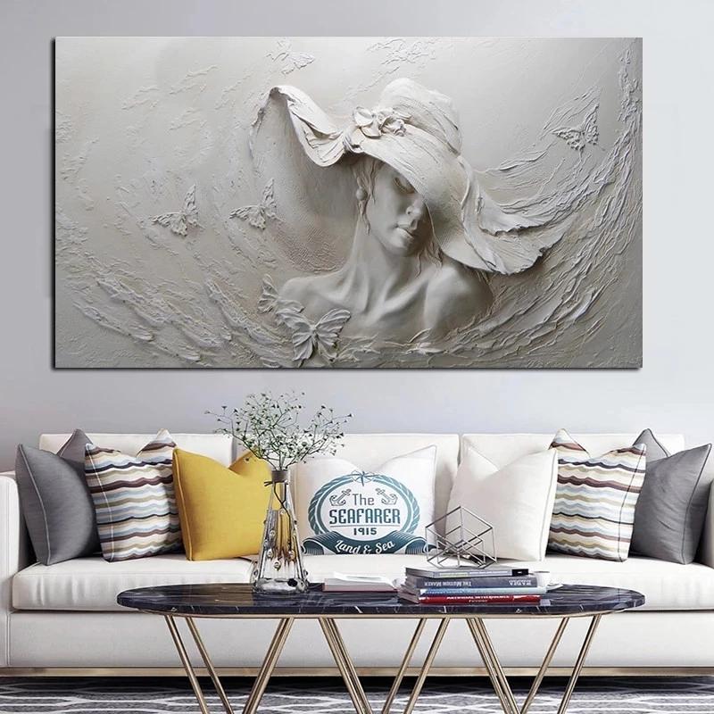 Retro Abstract Art Girl Canvas Painting Home Living Room Bedside Bedroom Decoration Wall Poster Flat Picture Creative Artwork