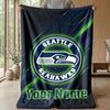 Seattle Seahawks Custom Flannel Throw Blanket Print Your Name Text Soft Warm Blanket Holiday Present