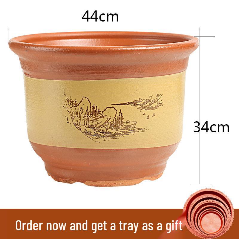 Extra-Large Purple Clay Ceramic Bonsai and Orchid Flower Pot