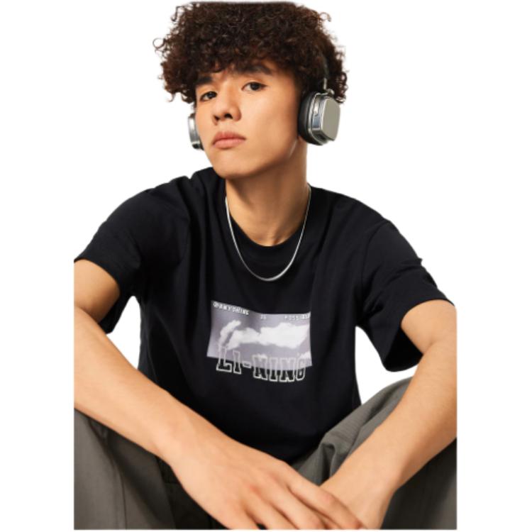 Li Ning Sports Lifestyle Collection Sports Trendy Collection T Shirt Men's Lunar Surface Gray AHSU555-2