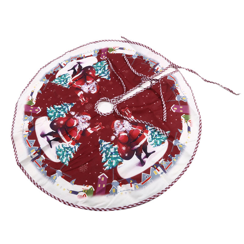 Cute Santa Snowman Printed Christmas Tree Skirt Mat Farmhouse Tree Skirts Indoor Ourdoor Merry Christmas Holiday Party Decor