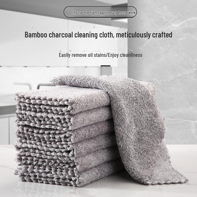 Bamboo Charcoal Coral Fleece Kitchen and Bath Cleaning Cloth