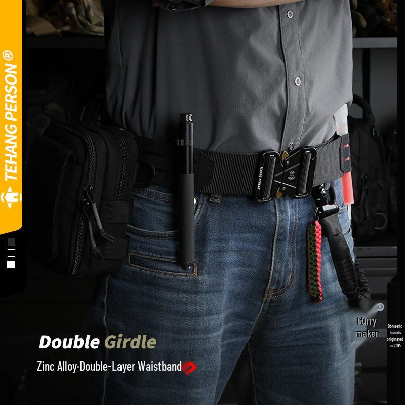 

Men s Camouflage 2-Inch Tactical Leather Belt with Quick-Release Buckle L: Inner 125CM, Outer 89CM