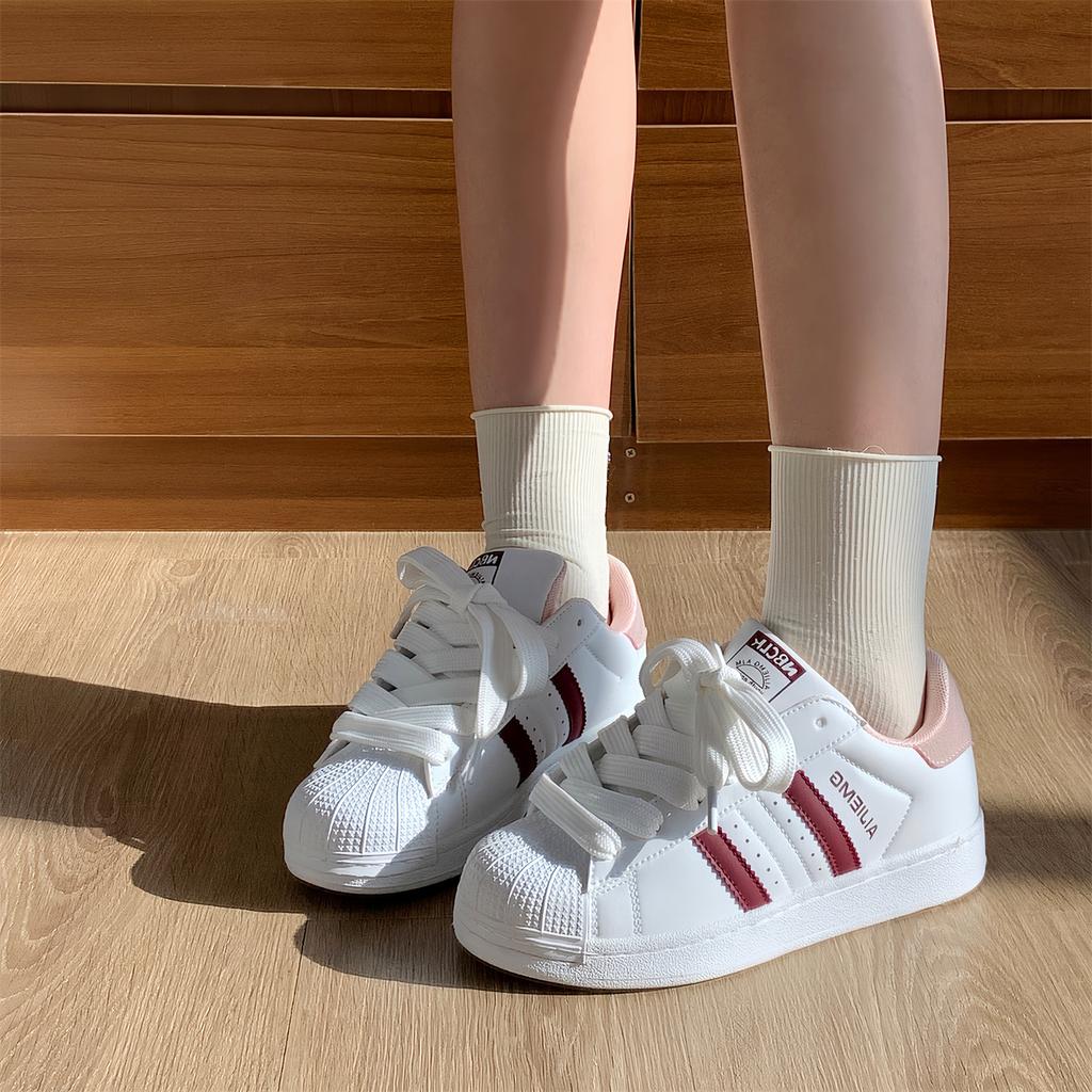 Hong Kong style shell head board shoes women's 2025 autumn new platform white shoes student versatile casual soft-soled sports shoes