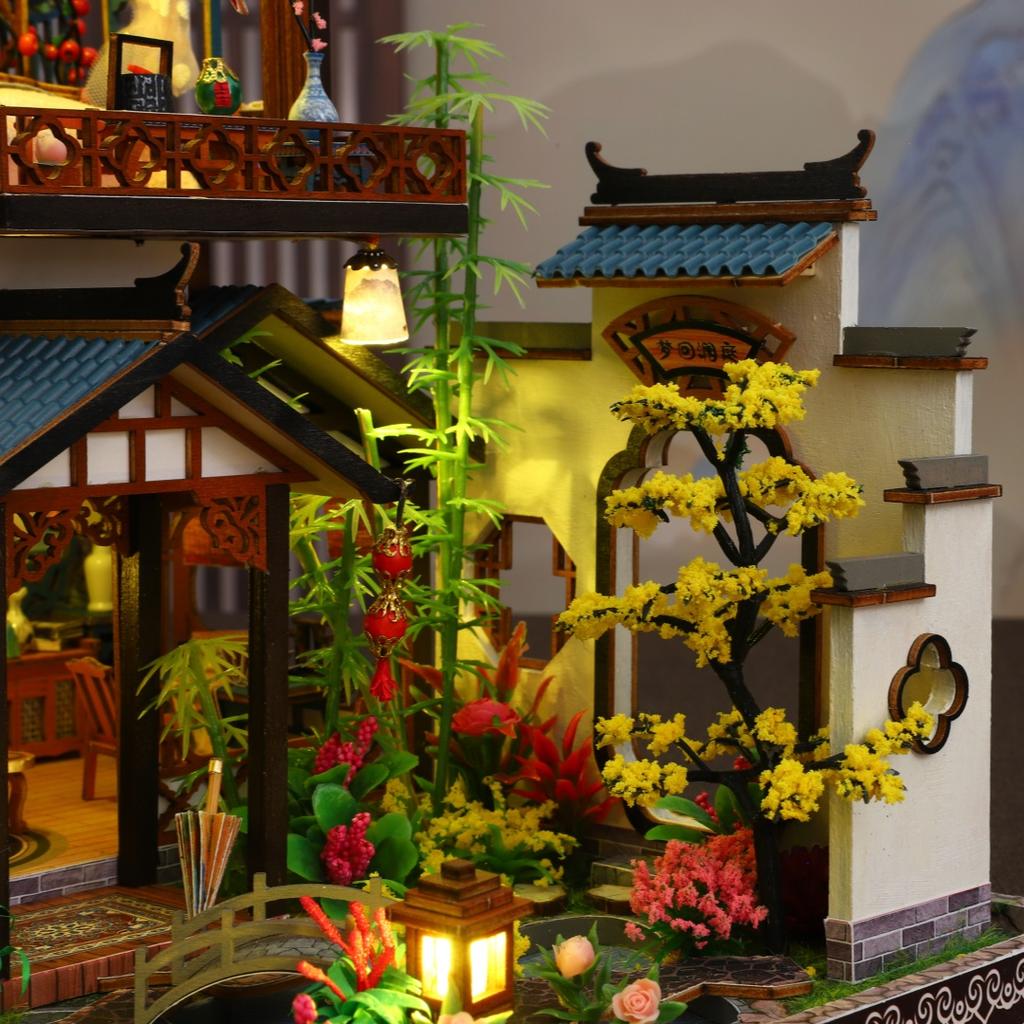 DIY Elegantes Orchideenpavillon Miniatur-Set - Handgefertigtes 3D-Buchstützenmodell im altchinesischen Stil, Kreatives Weihnachten Schwarz