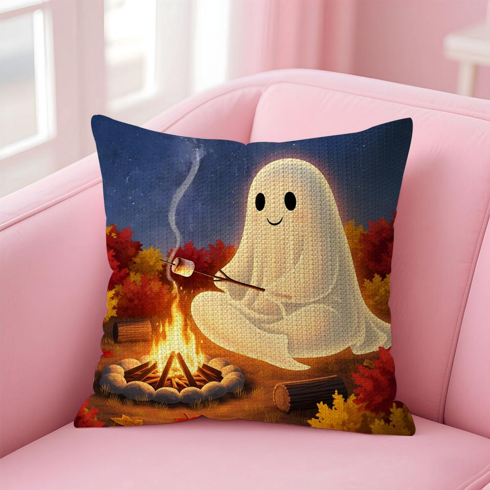 

Ghost Cute Cushion Cover Natural Linen Pillow Case DoubleSided Print Decorative Sofa Pillowcase Home Decor Gift 30x30cm