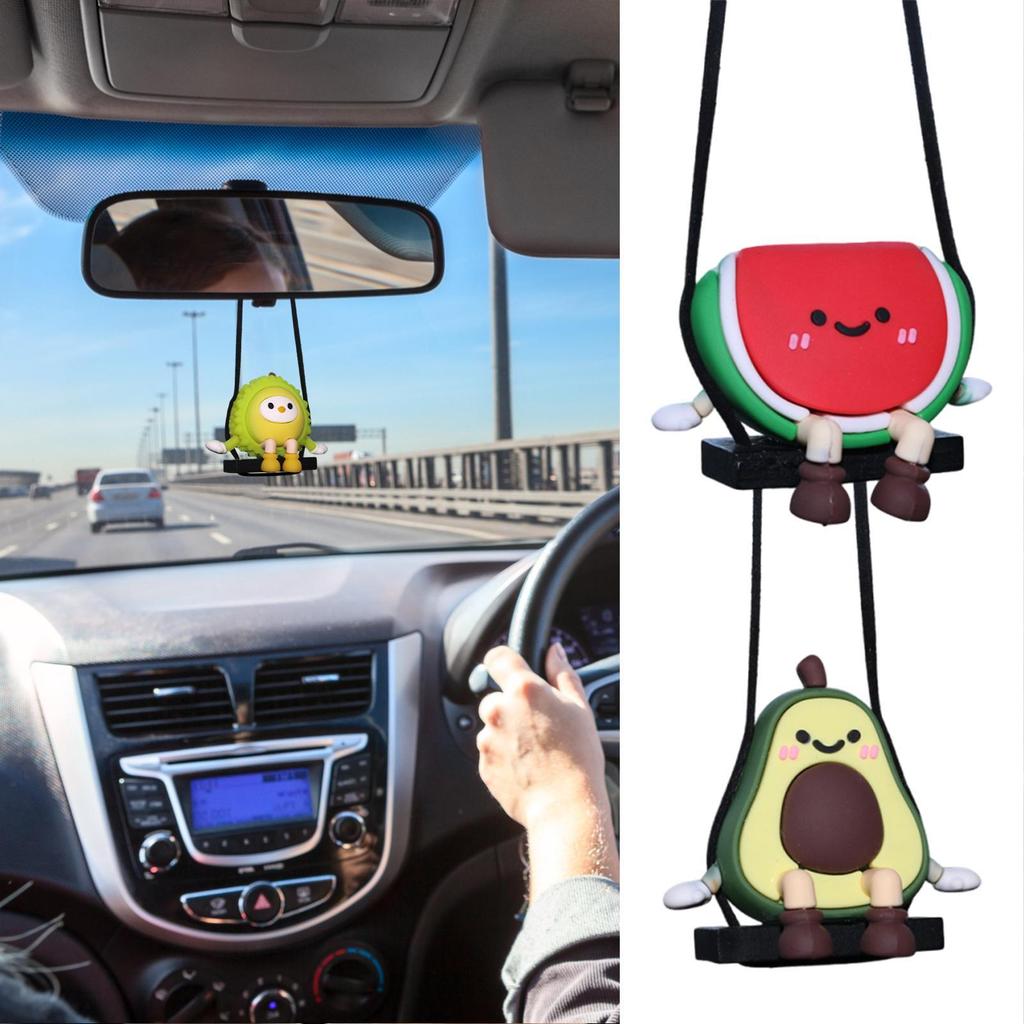 Car Swing Ornament Cute Crafts Charm Fruit Design Cute Rear View Mirror Accessories For Automobile Truck SUV Trailer Vehicle