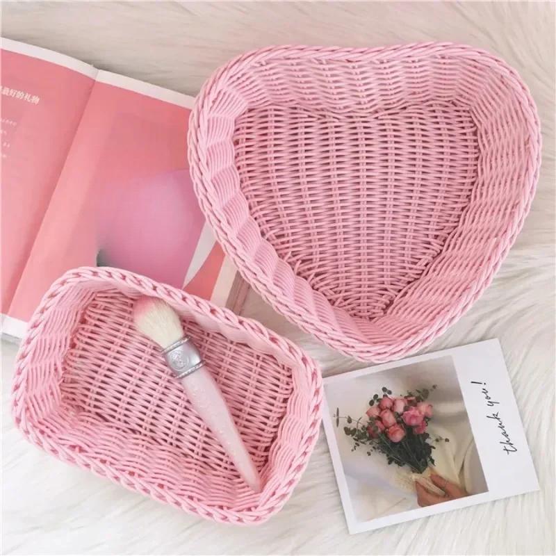 Eiscreme Markenzubereitung Aufbewahrungskorb Desktop-Abfallkorb Mädchenherz Rosa Kontrolle Foto-Requisiten Vorbereitungsbox Obst Picknick