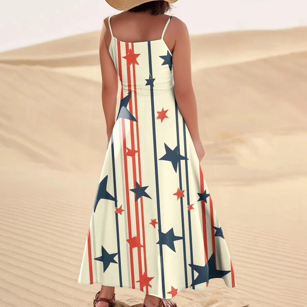 Women's Summer Dress Casual Loose Print Long Beach Vacation Dresses