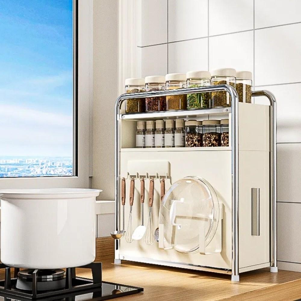 Narrow Design Pull Out Shelf Dustproof Countertop Organizer Sturdy Storage Rack  Kitchen Use