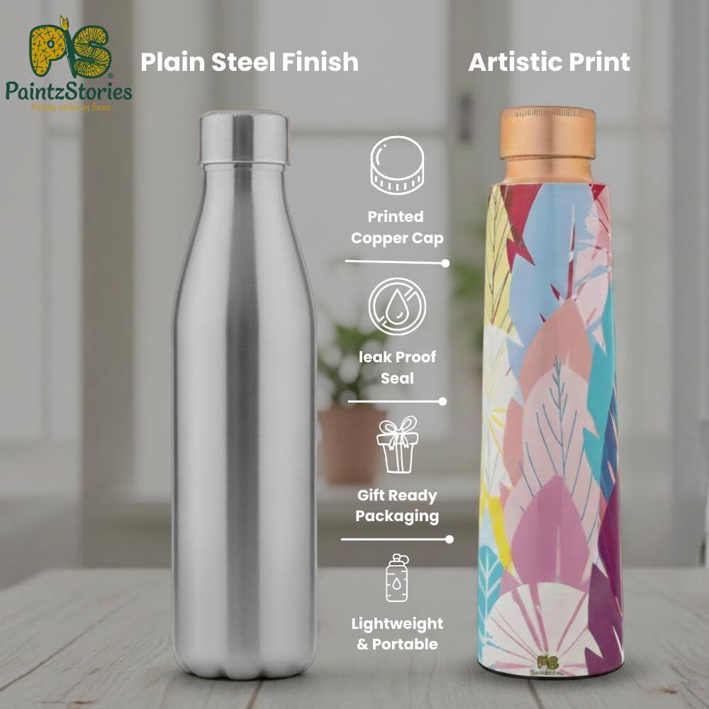Copper Water Bottle | Handcrafted Tamba Bottle | Premium Copper Water Bottle for Home Décor, Office, Travel & Gifting | 900 ml