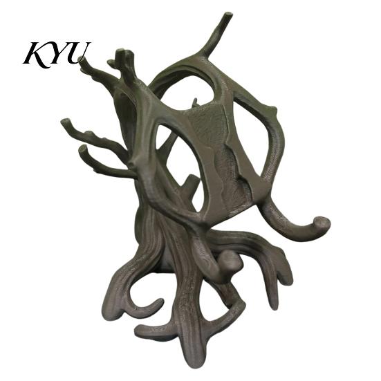 Natural Texture Phone Cradle 3D Printed Tree Branch Stand, Artistic Twisted Wood Desk Holder Creative Office Decor for Cell Phone, Rustic Organic Home