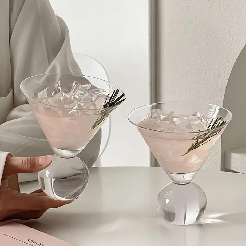 KEMORELA Sklenice na martini 260 ml krátké korálkové koktejlové sklenice tenké šampaňské průhledné sklenice na víno