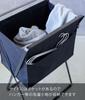 Yamazaki Jitsugyo 5662 Folding High Floor Laundry Basket Black Tower Laundry Bag Folding Laundry Basket Approx. W46XD35.5XH70cm (When Used)