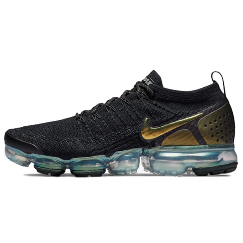 Nike Air VaporMax Flyknit 2 Black Metallic Silver Multi Color Running Shoes 942842-015