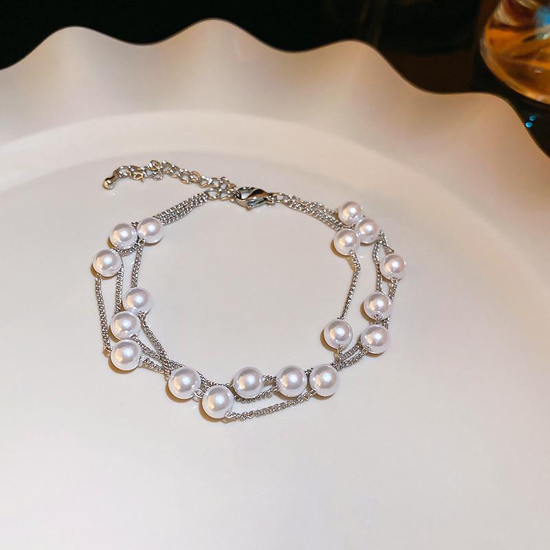 French temperament cold wind zircon star pearl bracelet light luxury bracelet sweet versatile jewelry