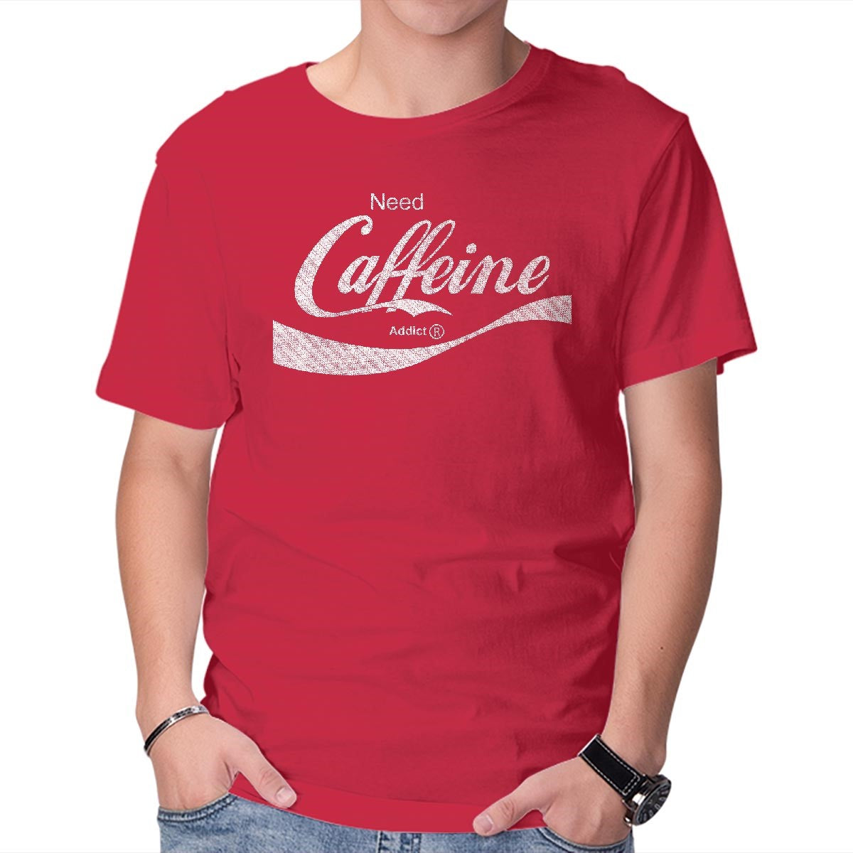 Unisex Crew Neck T-Shirt Need Caffeine Graphic Short Sleeve Casual Tee XXXL