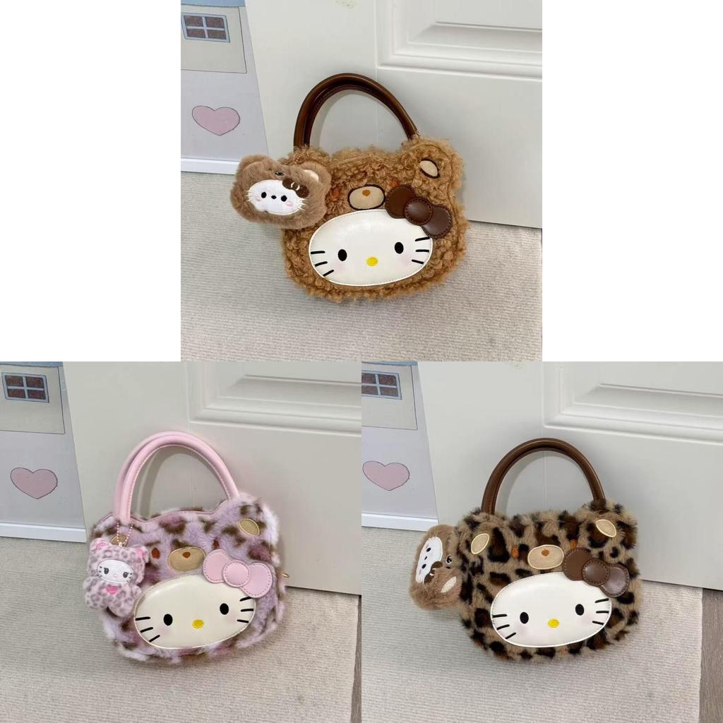 Hello Kitty Retro Leopard Print Shoulder Bag With Pu Material For Daily Use