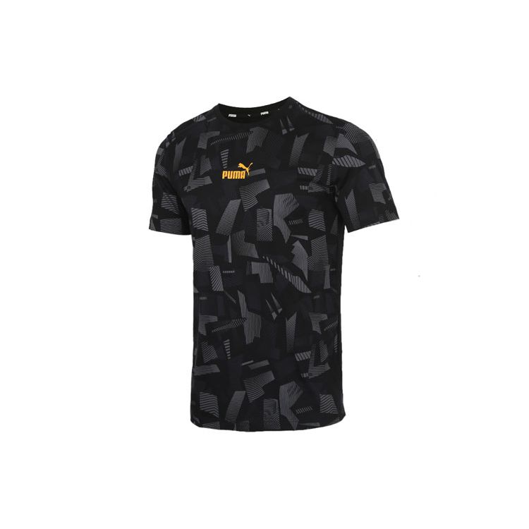

Футболка Puma Contrast Color Logo Crew Neck Мужские топы Черные 586045-01