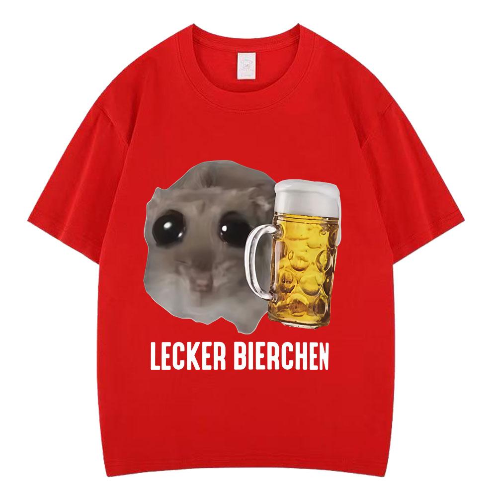 Sad Hamster Delicious Beer Funny Meme Kawaii Tshirt Unisex Unisex Fashion Hip Hop Tshirts Shortsleeved Cotton Loose T Shirts