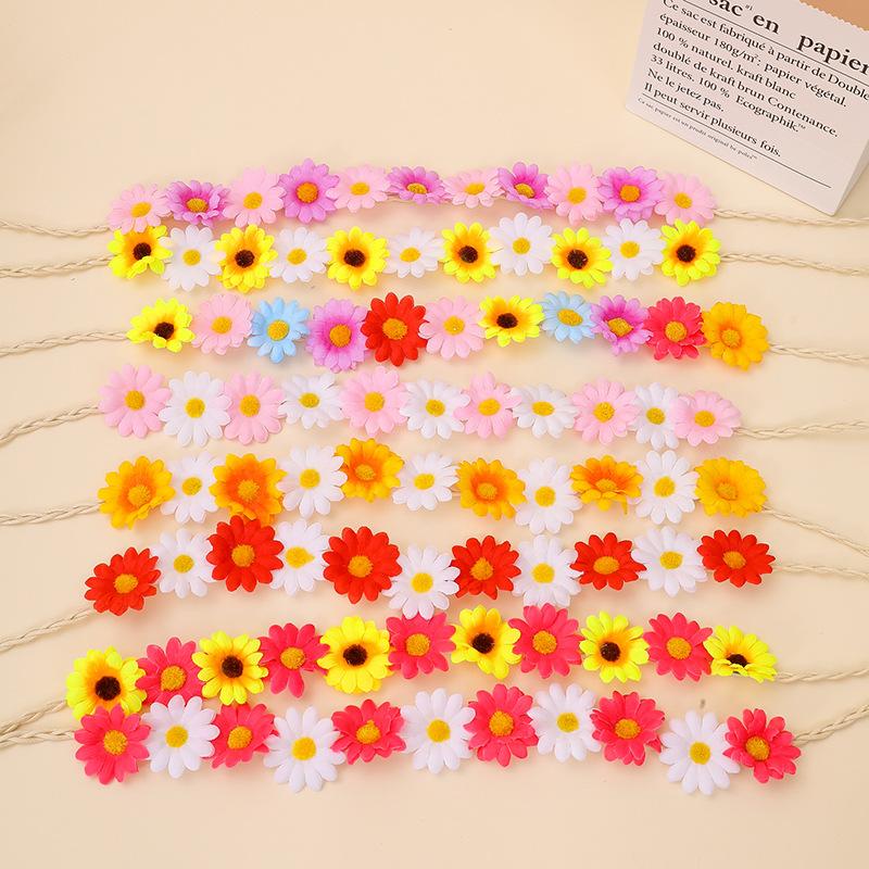 Künstliches Gänseblümchen-Blumen-Stirnband Böhmisches Gänseblümchen-Festival-Haarband Seil-Haarschmuck Verstellbares Böhmisches Haarband