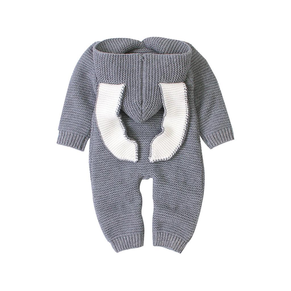 Newborn Infant Boy Winter Warm Coat Knit Outwear Hooded Jumpsuit