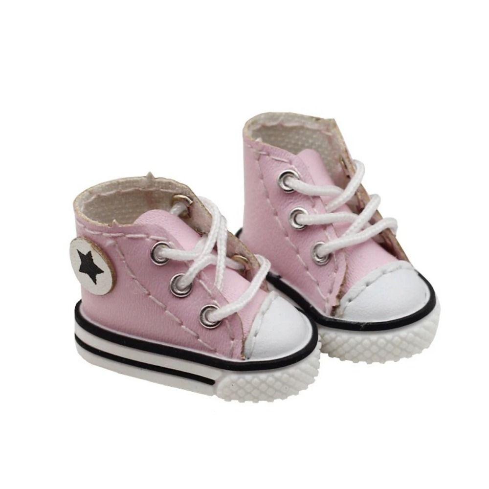 

1 Pair Star Doll Canvas Shoes Shoelace Dolls Shoes High-top Canvas Leather Doll Shoes DOD розовый