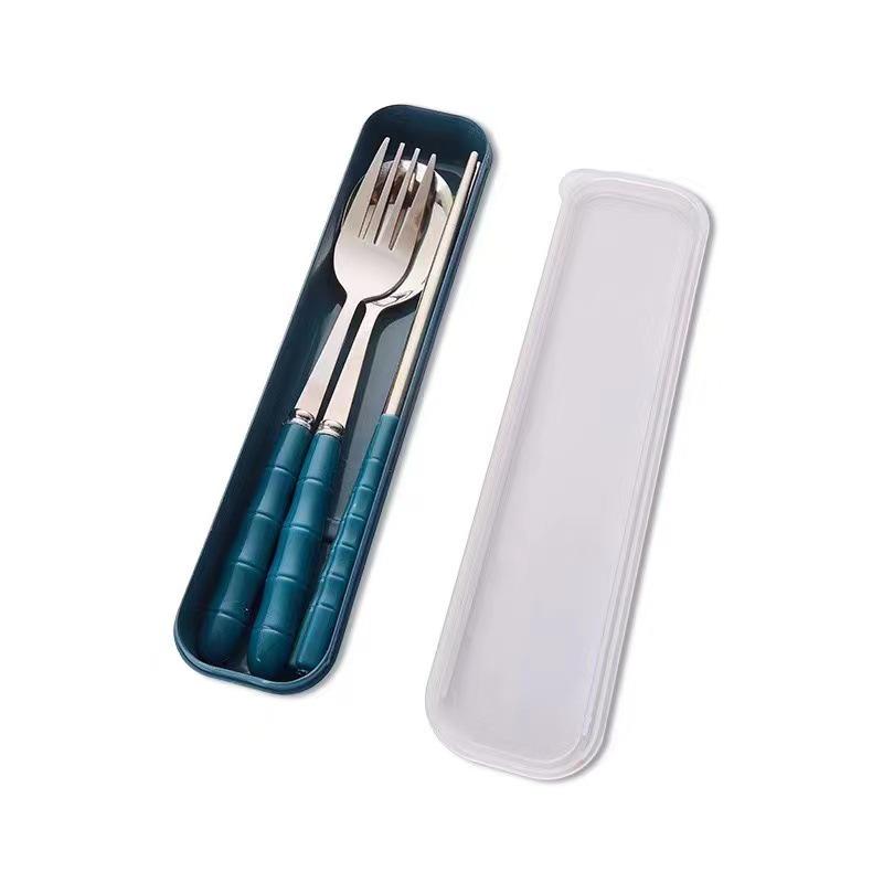 

Korean Style Portable Stainless Steel Cutlery Set - Spoon, Fork, Chopsticks in Box for Students & Office.