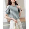 Demanar Women's Striped Short-Sleeve Knit Top