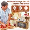 4 Compartments Countertop Utensil Holder Wood Kitchen Storage Box Spatula Chopsticks Spoon Fork Storage Holder Cutlery Organizer