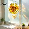 Floral Theme Party Gift Stained Glass Style Sunflower Pendant, Wall Hanging Art with Metal Thoughtful Souvenir Chain, Acrylic Ornament for Home Garden
