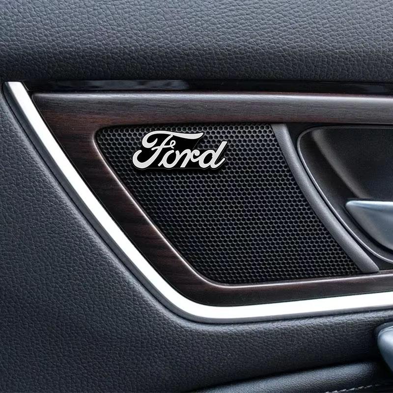 3D Bilstyling Klistermärke Aluminium Emblem Interiör Högtalare Ljud Badge För Ford Focus Mondeo Kuga Fiesta MK7 Escort Explorer Edge 2 4 MK2 MK4