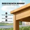 Garden Coffee Table, Square, Solid Acacia Wood, Slatted Top, 48 x 48 x 46 cm, Natural