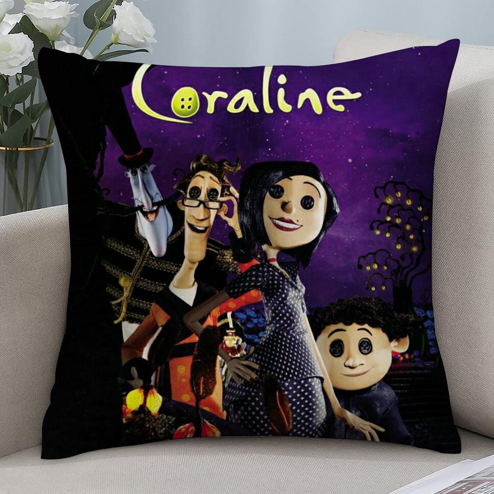 

Cartoon Coraline Pillow Case Short Plush Sofa Decorative Gift Home Double-sided Printing Cushion 12x12in 30x30cm