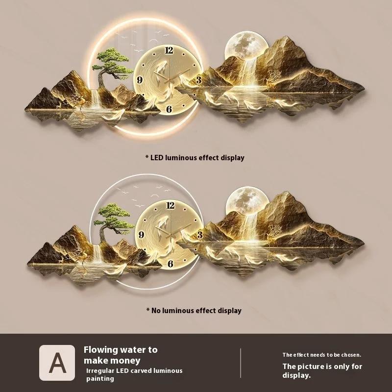 Modern luxury living room clock hanging painting home wall decoration LED wall lamp Nordic lobby bedroom visual atmosphere light