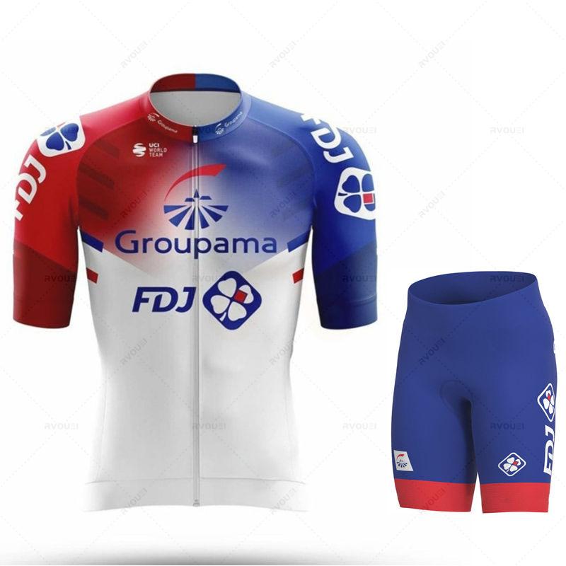 Cyklistické dresy 2026 Fdj Pánské cyklistické oblečení Letní krátký rukáv MTB Cyklistický oblek Oblečení na kolo Ropa Ciclismo Hombre