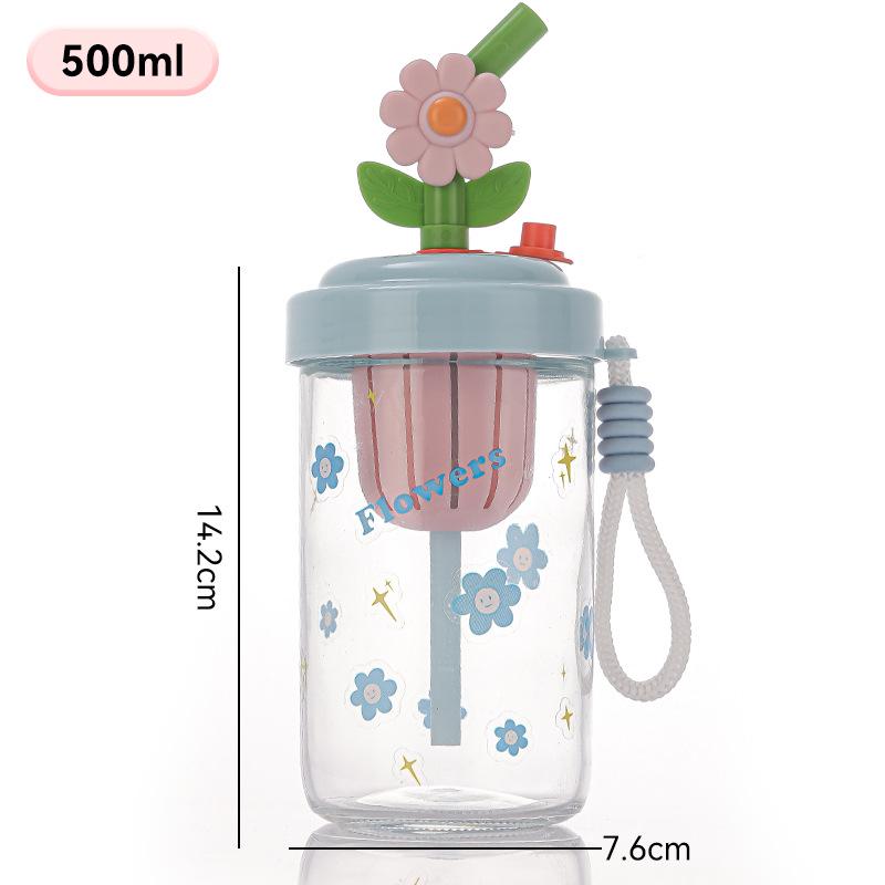 Influencer Portable Glass Cup with Lanyard and Straw - Stylish Girls' Water and Coffee Cup Gift