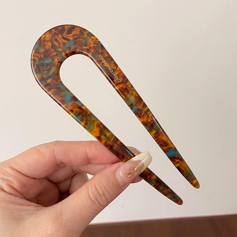 U-Shaped Fixed Hairpin with High-End Alloy Comb for Women's Updos - Ancient Style Four-Tooth Insert