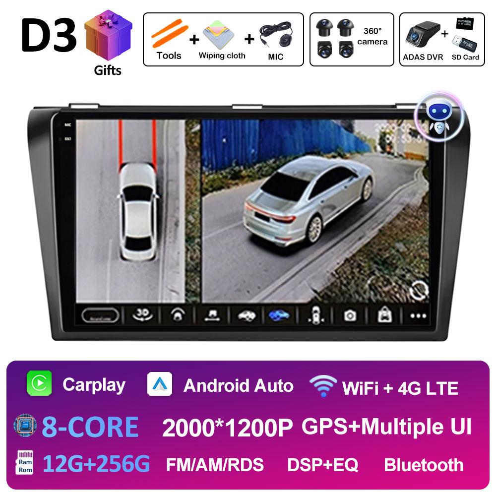 Pentru Mazda 3 2004 2005 2006 2007 2008 2009 Sistem inteligent Android Navigație GPS Wireless Carplay Bluetooth QLED Ecran IPS