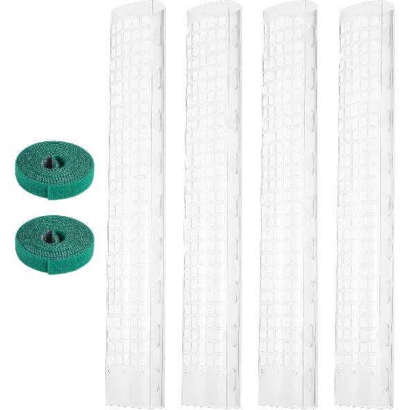 4 Pcs Plastic Moss Poles, 24″ Clear Sphagnum Moss Sticks for Indoor Climbing Plants, Stackable Hollow Plant Supports with 10ft Ties, Plant Moss