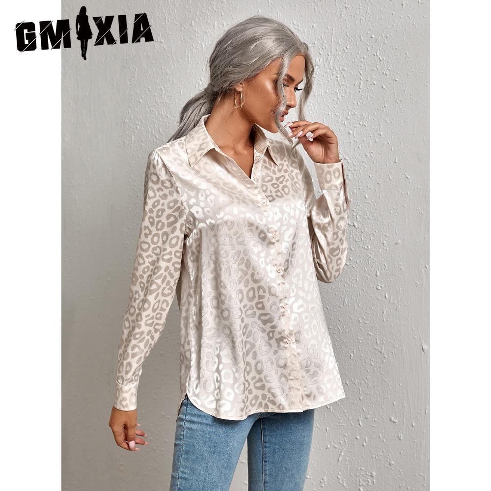 GMXIA Modische, lässige Langarm-Blusen und -Hemden mit POLO-Ausschnitt für Damen