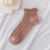 Women's Ruffle Edge Cable Knit Cotton Socks - Spring/Summer Japanese Style Short Boat Socks, Lace, Solid Colors.