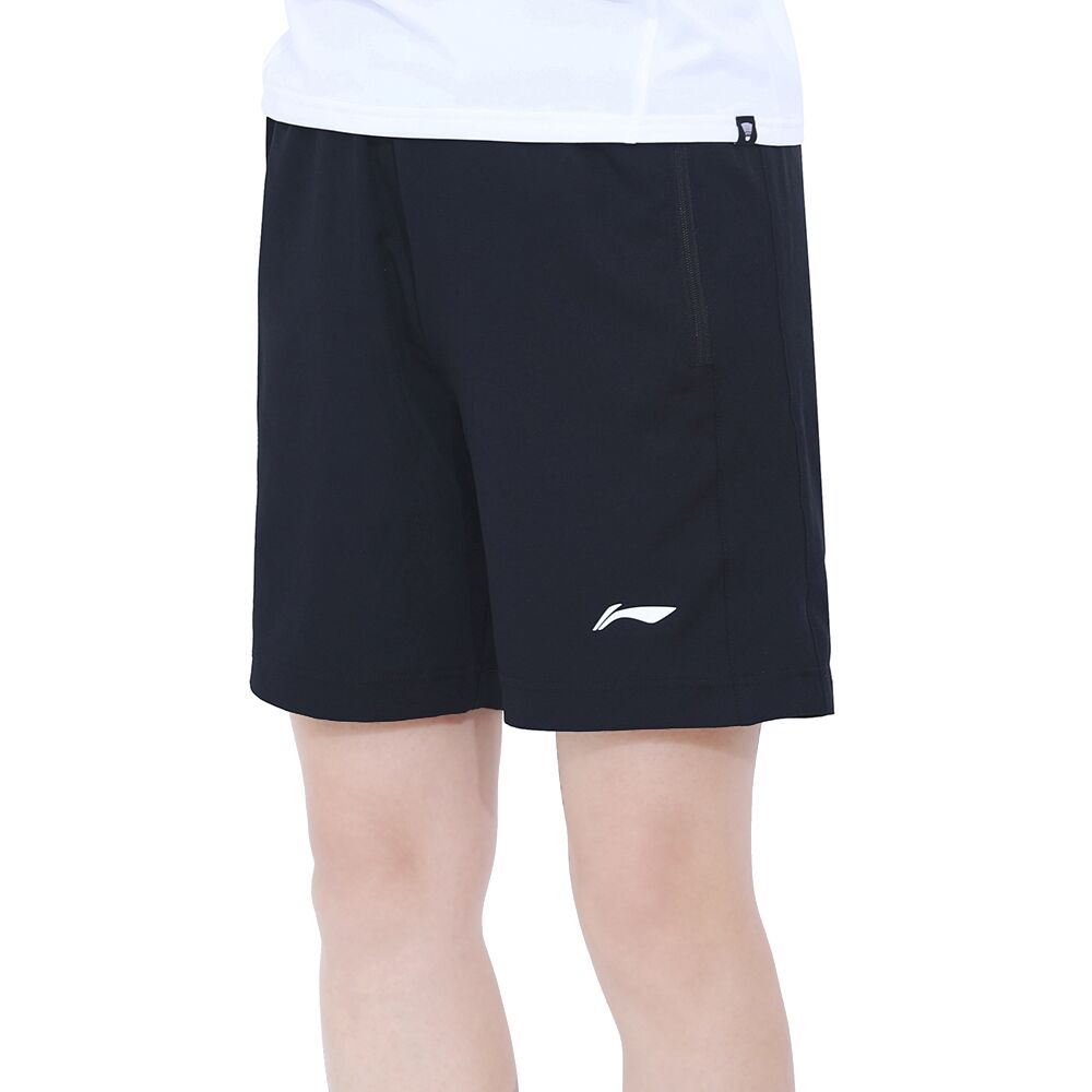 Li Ning Badminton Series Solid Color Logo Sports Straight Leg Shorts Men shorts Black AAPT549-1