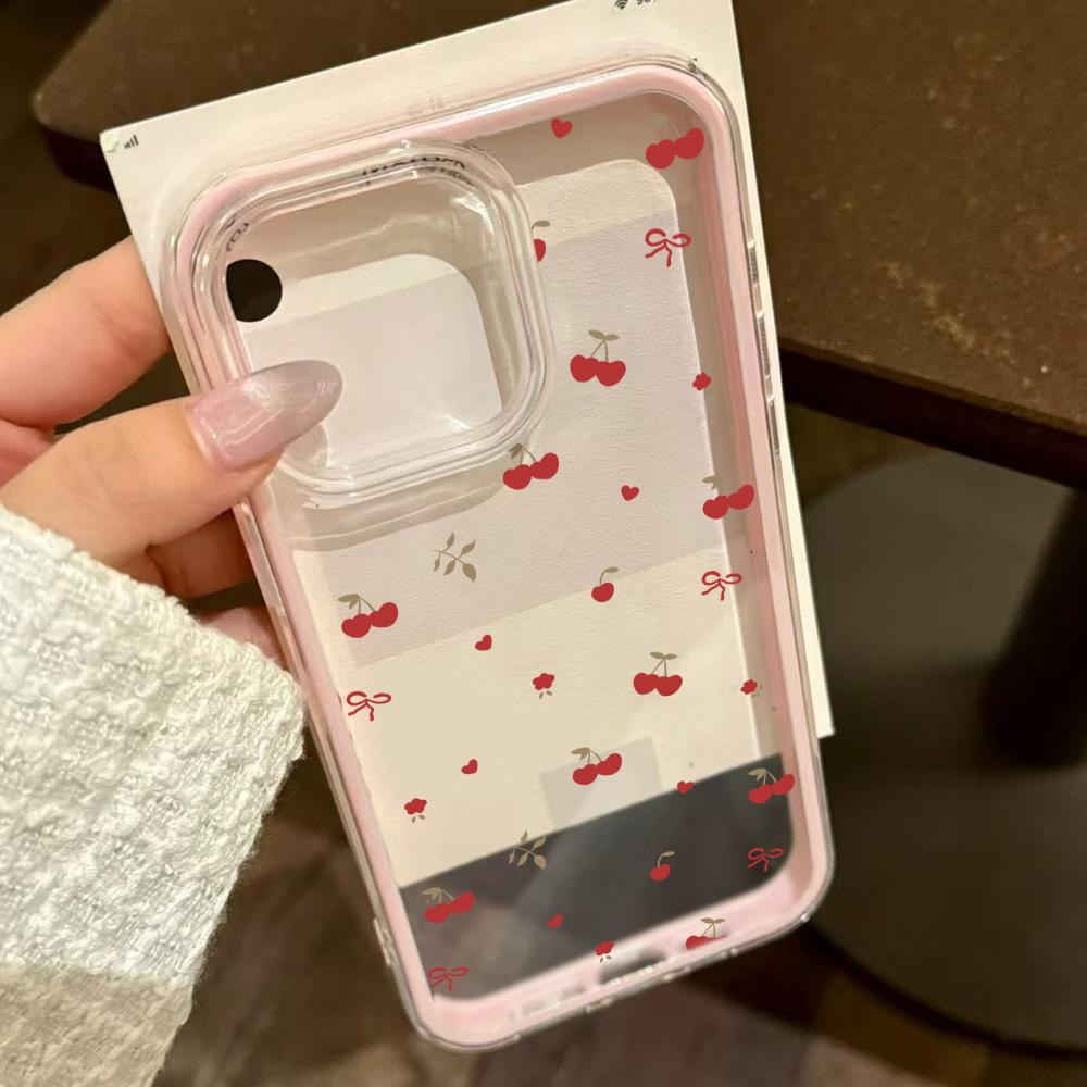 Cute Cherry Phone Case For iPhone 16 Pro Case For iPhone 17 11 12 13 14 15 Pro Max 17 Air Soft Clear Shockproof Glossy Cover iPhone 13 Pro