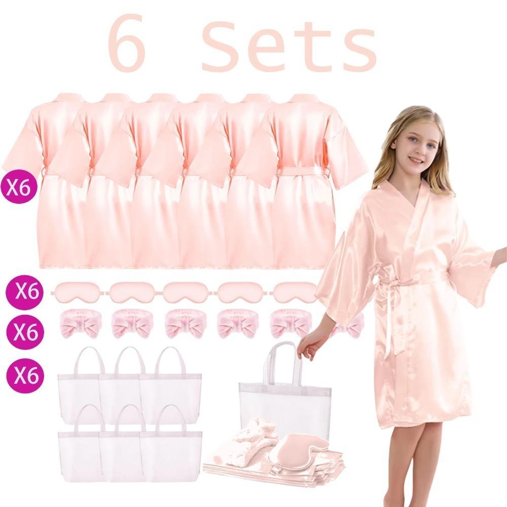 6/10/12 Sets Spa-Party-Bademäntel für Mädchen Kimono-Mädchen Bademantel-Kleider Kinder-Geburtstagsparty-Zubehör Gastgeschenke Übernachtung Schlafanzug Party