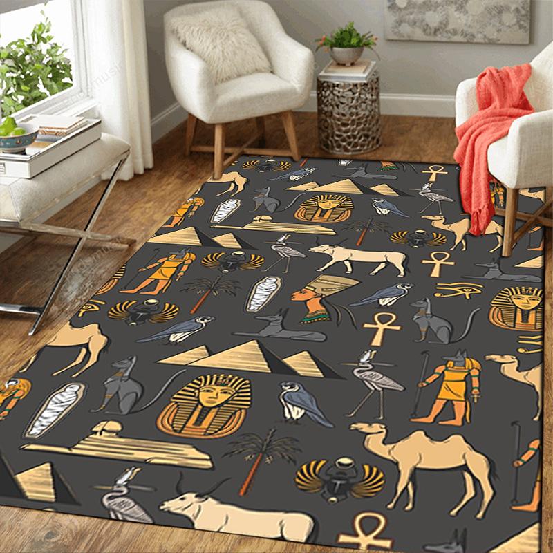 Vintage Egyptian Elements Rug Floor Mat for Living Room or Bedroom Soft and Comfortable Carpet a Gift for Birthday and Holiday.MFF0918208